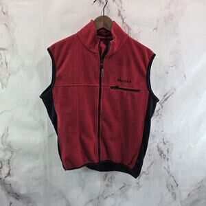 Marmot Vest Mens Small Red Black Fleece Vintage Gilet Windstopper 90s